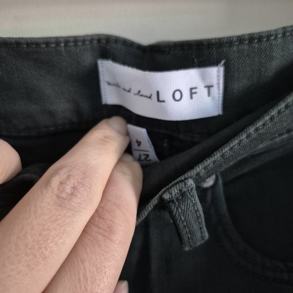 Loft Dark Forest Green Fringe Skinny Ankle Denim Jeans - Picture 5 of 5